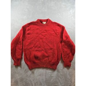 Vintage LL Bean Wool Blend Crewneck Sweater Womens L Red Made in USA 4665